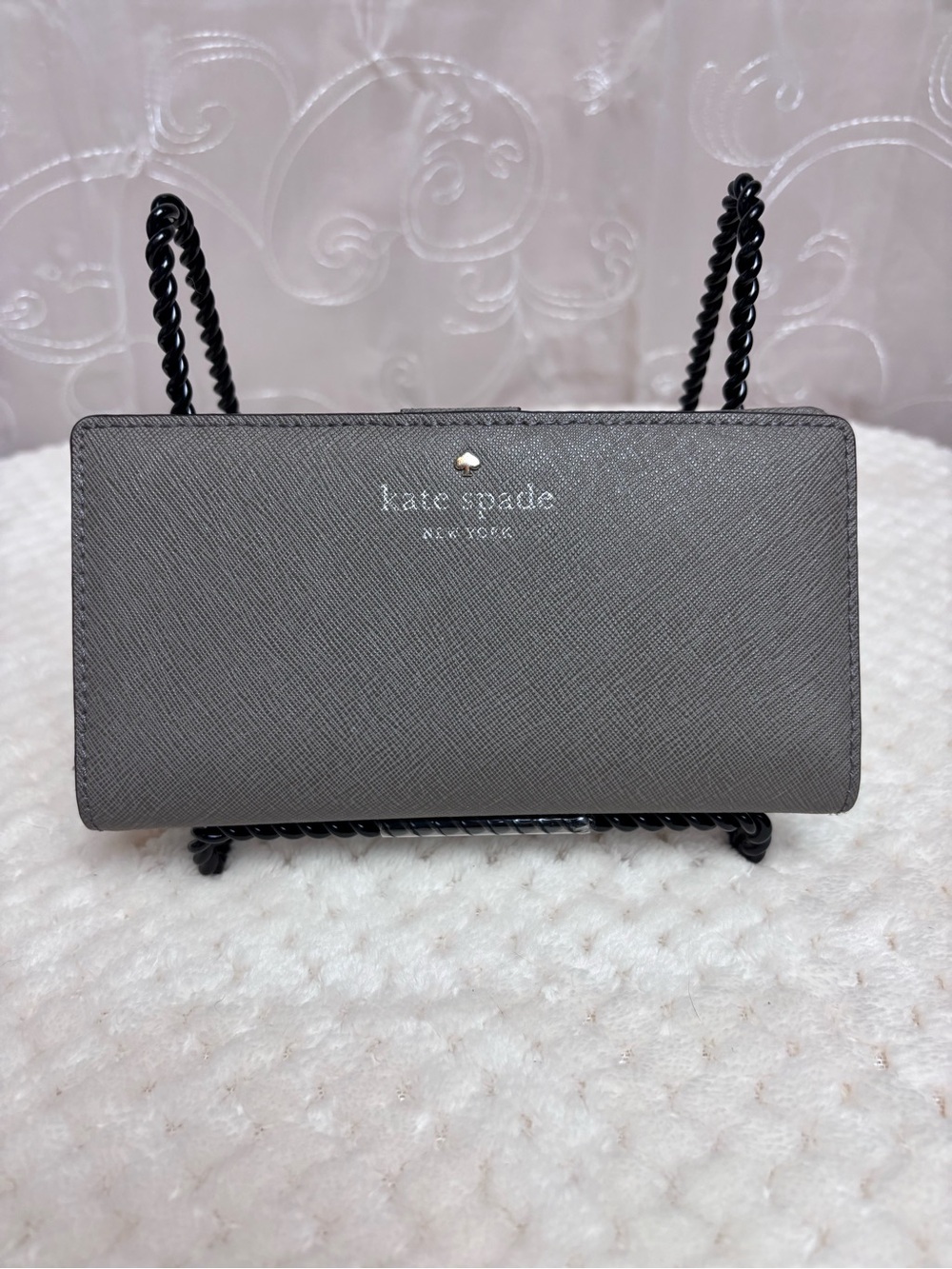 Kate Spade Stacey Wallet Saffiano Gray Leather Bi-Fold